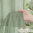 thumbnail image 5 of MKHILL Sage Green Crushed Sheer Curtains 63 inch Length 2 Panels Set, Light Filtering Voile Drapes for Living Room Bedroom, Rod Pocket Semi Sheer Window Panels, Each 42" W x 63" L, 5 of 12