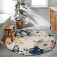 thumbnail image 3 of Round Rugs 3.3Ft, Vintage Blue Floral Round Area Rug Washable Indoor Throw Carpet, Butterflies Watercolor Flower Tan Soft Non Slip Circle Rug for Laundry Room Patio Home Decor Aesthetic, 3 of 8