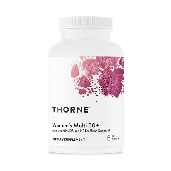 THORNE - Women's Multi 50  - Comprehensive Daily Multivitamin with Vitamins A, B6, B12, C, D, E, K, Zinc & More - Support Heart, Brain, Bone & Immune Health* - 180 Capsules