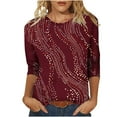 thumbnail image 3 of Jsaierl 3/4 Sleeve Womens Tops Summer Round Neck Shirts Trendy Graphic Ladies Blouses Work Cotton Tunic Top S-3XL, 3 of 10