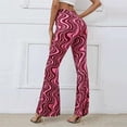 thumbnail image 4 of Lilgiuy Women Vintage Flare Pants Casual Solid Color Floral Print High Waist Comfy Stretchy Loose Fits Yoga Bell Bottom Trousers for Cocktail Party Vacation Red(S-2Xl), 4 of 5
