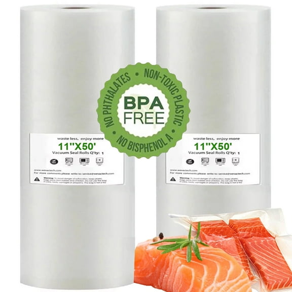 Vacuum Sealer Bags, 2 Rolls(11"x50')Vacuum Sealer Rolls for Food Storage Saver, Seal a Meal, Commercial Grade, BPA Free, Heavy Duty