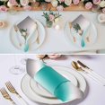 thumbnail image 2 of Gray Teal Green Cloth Napkins, Modern Gradient Geometric Washable and Reusable Dinner Napkins Set of 8, Table Napkin for Kitchen Party Birthday Wedding Hotel Housewarming 20"x20", 2 of 8