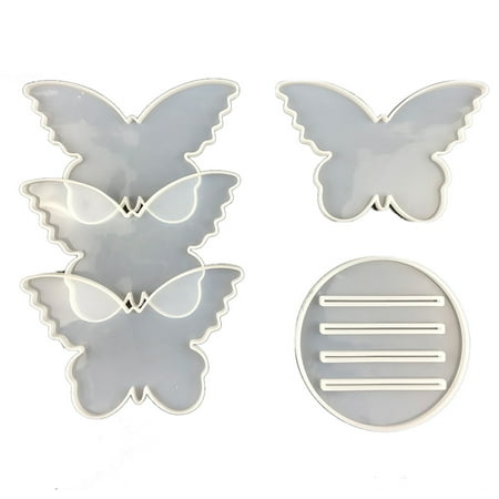 

5Pcs Coaster Silicone Mold DIY Mirror Butterfly Coaster Combination Crystal Epoxy Resin Mold