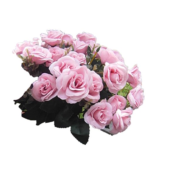 Farfi 1 Bouquet/12 Heads Artificial Roses Silk Flower Home Party Bridal Bouquet Decor (Light Pink)