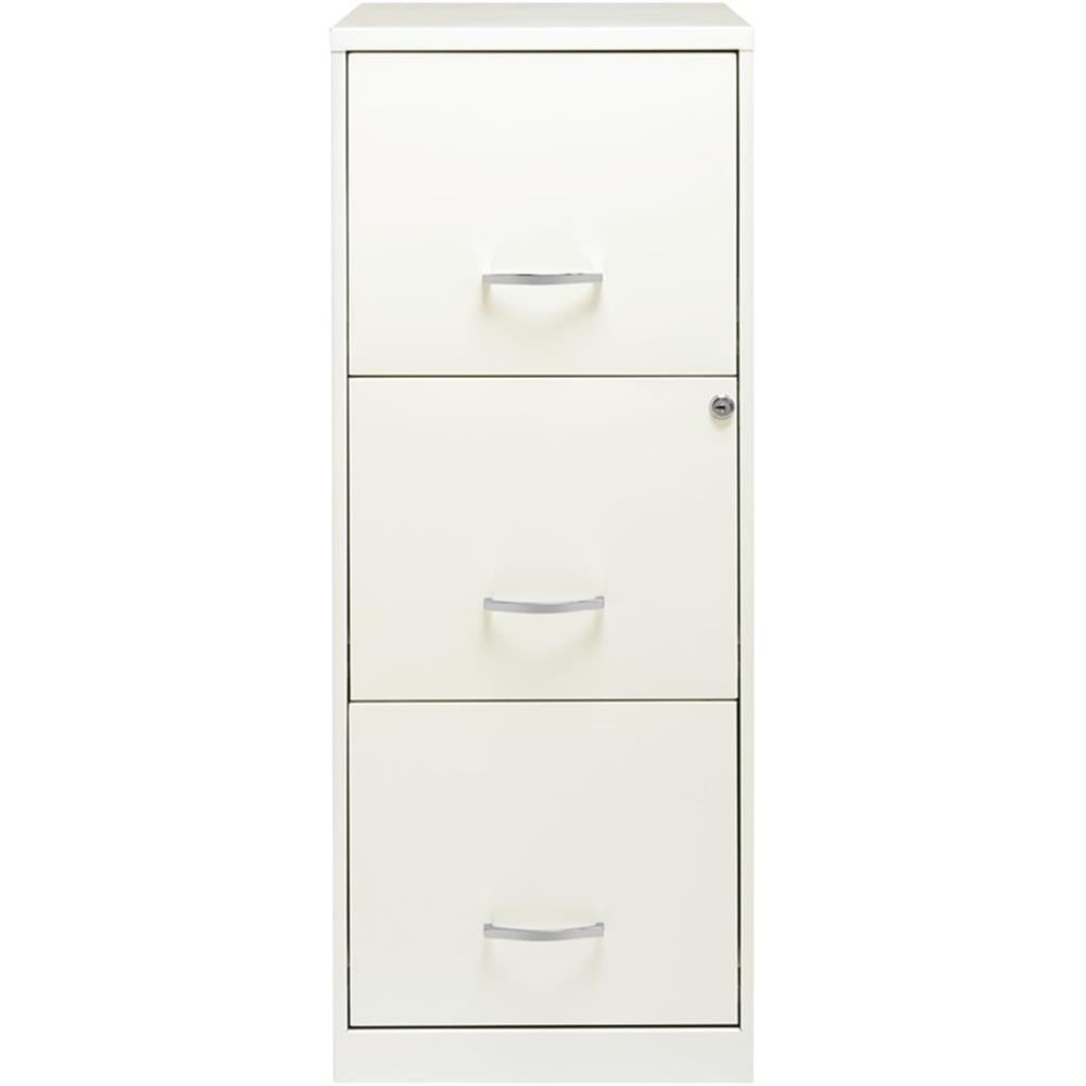 Pemberly Row 3 Drawers Vertical White Metal Filing Cabinet Pre-assembled