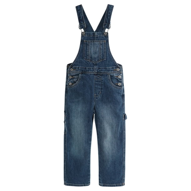 Overoles vaquero para niño con 3 botones en los laterales,KIDSCOOL SPACE, Azul Profundo, 6-7 Años