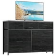 thumbnail image 1 of Commode pour Chambre, Meuble Télé pour Télé de 55”, Centre de Divertissement avec 10 Tiroirs, Unité d'Organisation de Rangement pour Salon, Garde-Robe, Entrée, Couloir (Brun Rustique), 1 of 9