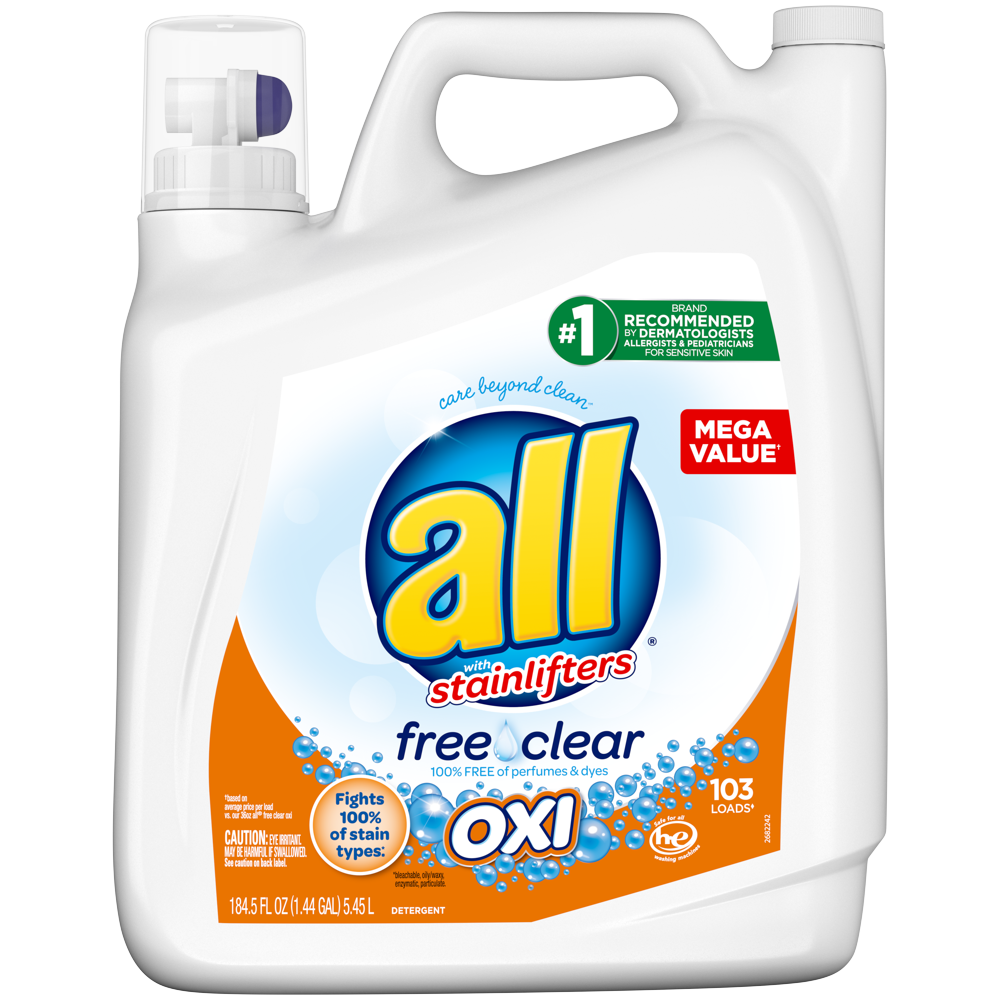 all Liquid Laundry Detergent with OXI Stain Removers and Whiteners