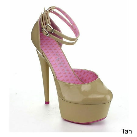 

ELLIE 609-CURISSA Women 6 Stiletto Heel Double Ankle Strap Platform Sandal Pump