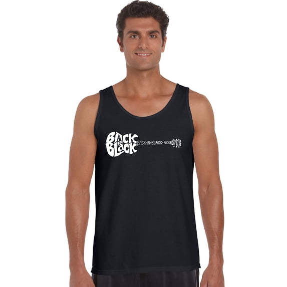 LA Pop Art Men's Word Art Tank Top - Back in Black