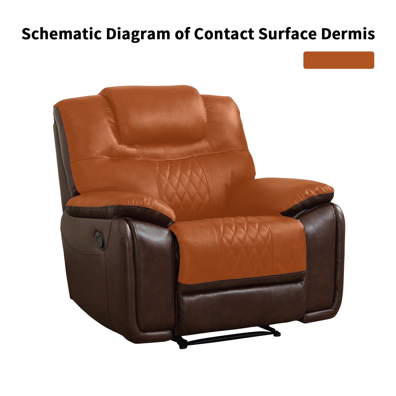 Bonzy Home Genuine Leather Manual Recliner Chair — Oversized Ergonomic Single Recliner with Soft Armrests & Flexible Footrest for Living Room