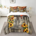 thumbnail image 2 of Castle Fairy Chic Floral Sunflowers Bedding Comforter Set 7 Pieces for Female Men Adults,Old Barn Door Full Bedding Set Lightweight,Grey Yellow Fitted Sheet Flat Sheet,Breathable Home Decor, 2 of 8