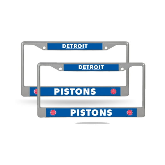 Detroit Basketball Pistons Chrome Metal License Plate Frame - Set of 2 Frames