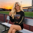 thumbnail image 2 of Craaazy Women's Loose Baseball Game Print Casual Cropped Round Neck Long Sleeved T-shirts Gifts, 2 of 5