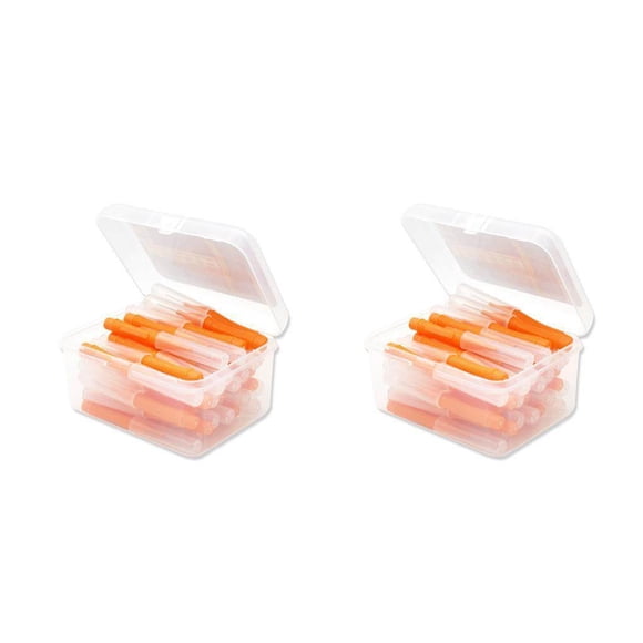 Minnieouse 40 Uds cepillo interdental Push-Pull cepillos de en forma de I herramienta de higiene bucal para interiores y exteriores hogar Naranja 0.6 mm 2piezas