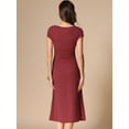thumbnail image 4 of DARING DIVA Vintage Retro Classic Cap Sleeve Midi Polka Dot Dress M Wine Red, 4 of 6