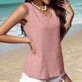 thumbnail image 4 of Meichang Womens Sleeveless V Neck Tank Tops Summer Loose Fit Comfy Shirts Basic Solid Color Tops Lightweight Going Out Pullover Blouses, Pink S, 4 of 8