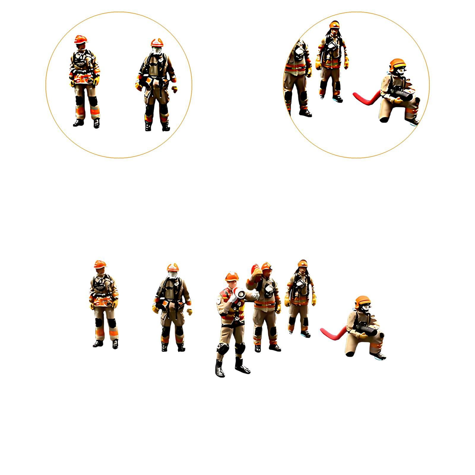 LeeQinersw Miniature 1:64 Firefighter Figures Realistic for Photography Props DIY Scene Style C