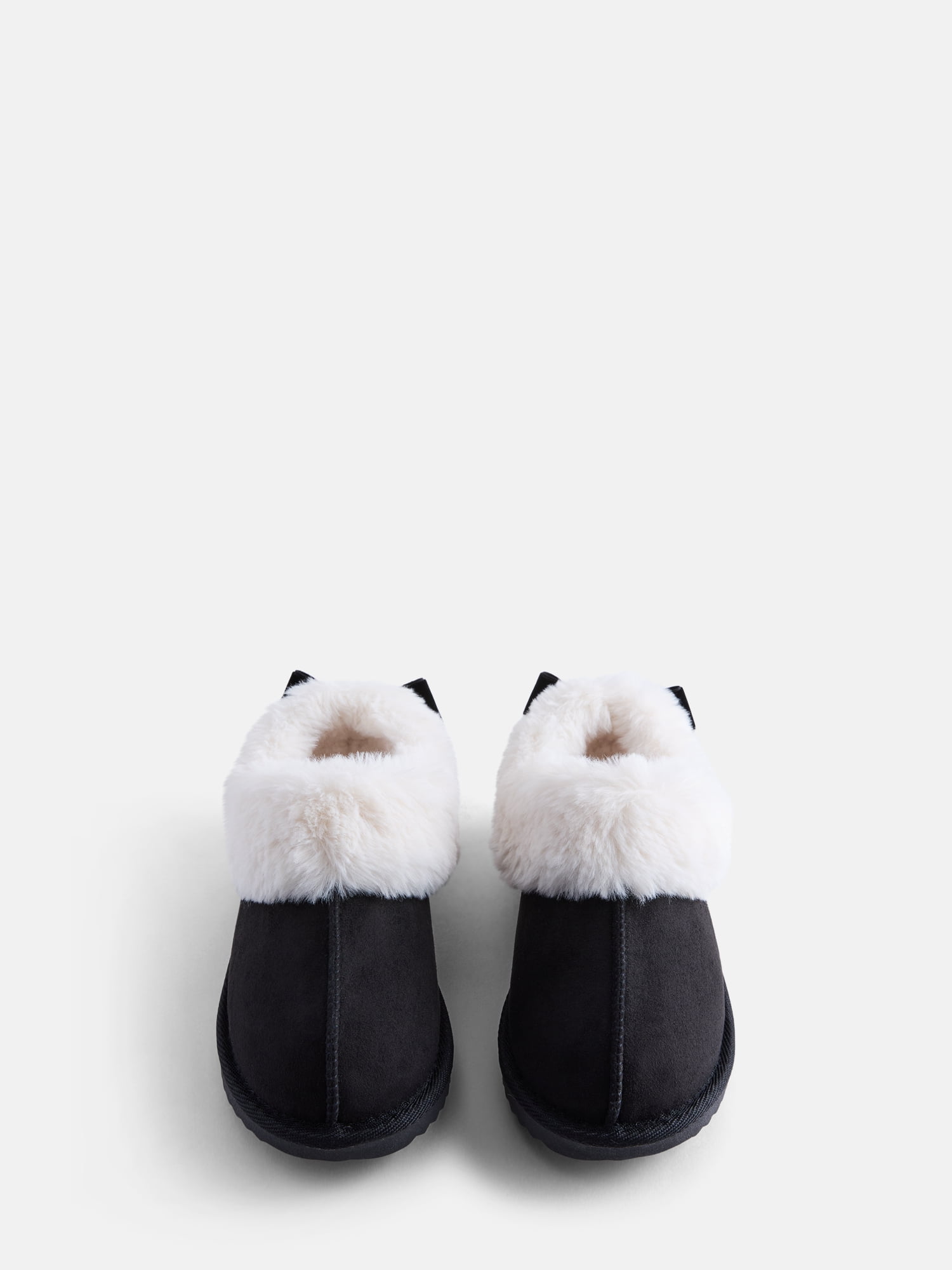 Wonder Nation Baby, Toddler, Little and Big Girls Faux Fur Trim Slippers