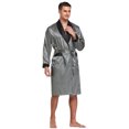 thumbnail image 2 of Tony & Candice Men's Satin Robe with Shorts Set Kimono Bathrobe (X-Large, Gray with Black Collar), 2 of 3