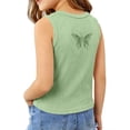 thumbnail image 6 of Einccm Girls' Sleeveless Butterfly Embroidered Crop Tank - Slim Ribbed Round-Neck Spring/Summer Top Ages 0-12, Breathable Layering for School & Play, 6 of 7