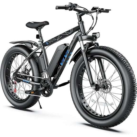 Vivi Electric Bike 26" x 4.0 Fat Tire Electric Bike 500W All Terrain Electric Bike Long Range Electric Mountain Bike with 48V 13Ah Removable Battery, UL2849 Certified