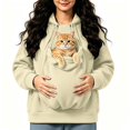 thumbnail image 5 of UOCUFY Pet Pouch Hoodies Women Fleece Zip Up Jacket with Large Pockets Beige,Size M, 5 of 6