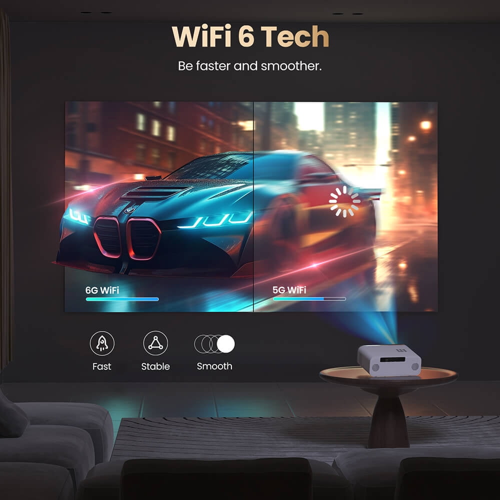 2026 Upgraded Hunkstar 4k Projector 1000 Lumen with Smart Screen, Auto Keystone Correction Focus, Video Projector with Wifi and Bluetooth, Built-in Speakers