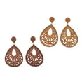 thumbnail image 6 of Bohemian Women Wooden Ears Dangle Pendant Hook Ears Coffee Color, 6 of 6