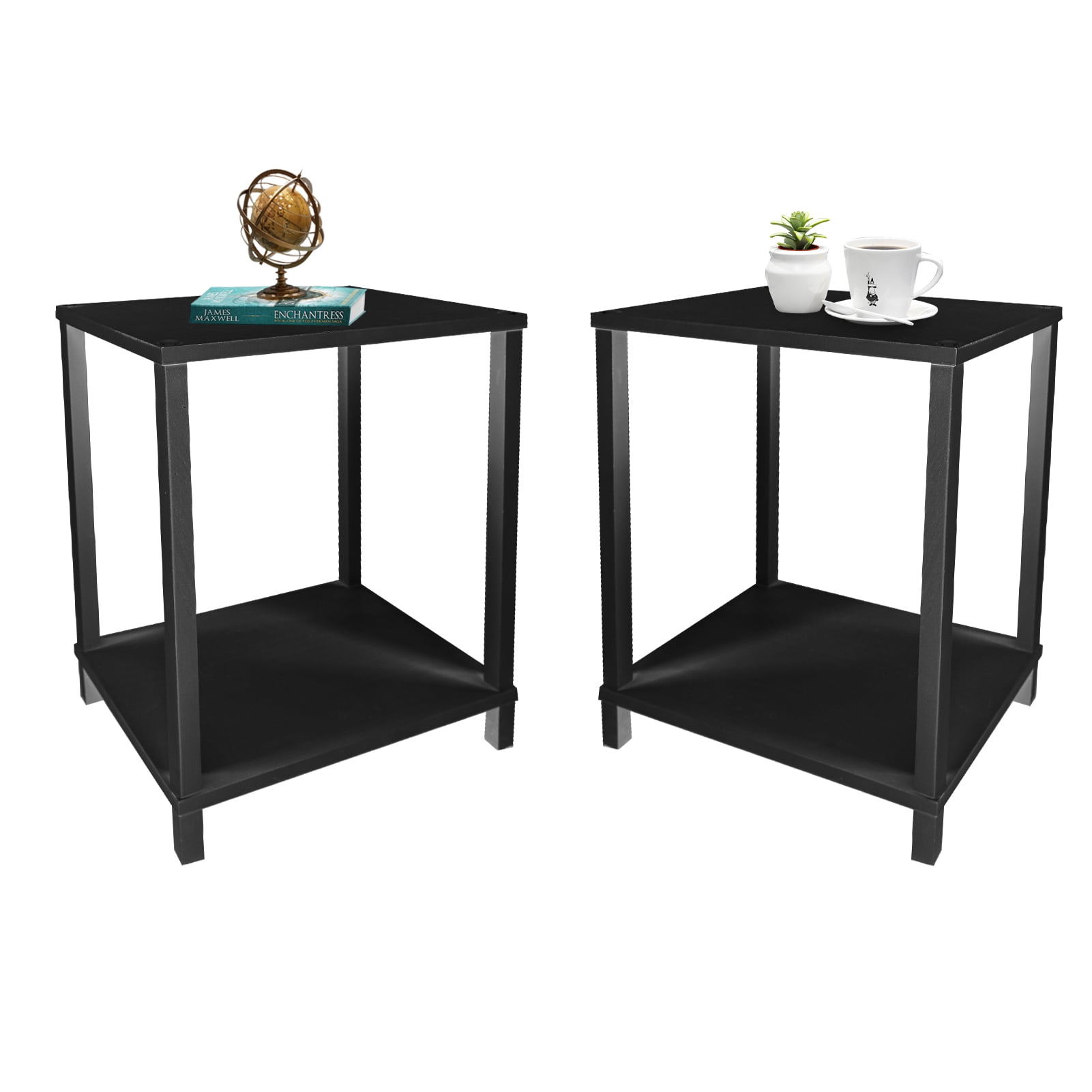 Babion Side Table Square Modern End Table, Night Stand with 2Tier