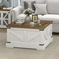 thumbnail image 7 of DreamCurship 31" Farmhouse Coffee Table with Storage, Square Large Center Table, Wood Center Coffee Table with Hidden Compartments for Living Room, White, 7 of 7