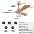 thumbnail image 2 of 48" Ceiling Fan Light LED Chandelier 3 Blades 6 Speed Timing Fan Lamp & Remote, 2 of 19
