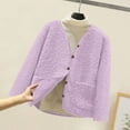 thumbnail image 2 of AINIYS Girl's Winter Coats Long Sleeve Crewneck Button up Fuzzy Fleece Jackets Outerwear Fall Fashion Clothes Purple 6-7Years, 2 of 8