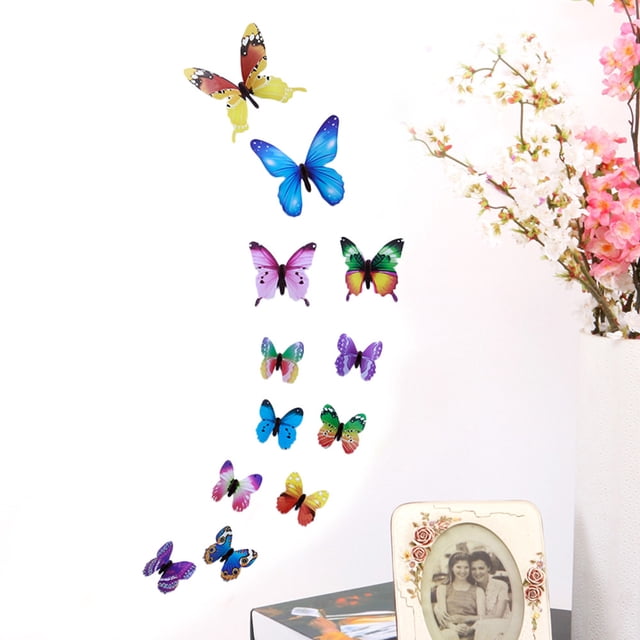 Xihbxyly Pegatinas de Pared de Mariposas, Juego de 12 Piezas, Coloridas Calcomanías de Pvc, Decoración Del Hogar Diy, Fácil Aplicación, Versátiles para Paredes y Superficies, Ideal para Regalar En Oc