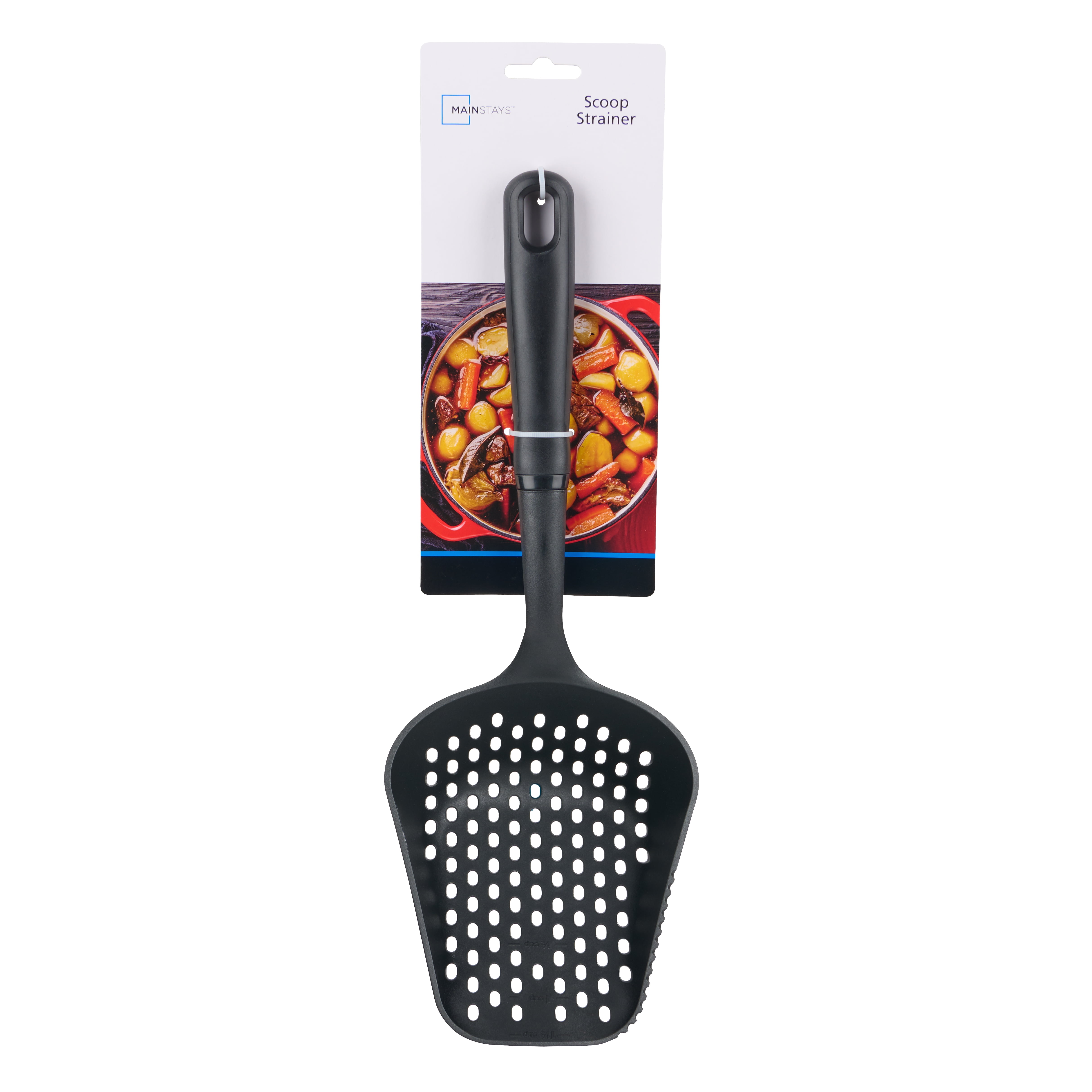 Mainstays 13.8in Nylon Scoop Strainer, Black