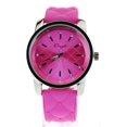 thumbnail image 2 of SA106 Womens Qulit Silicone Round Rhinestone Analog Wrist Watch Pink Silver, 2 of 4