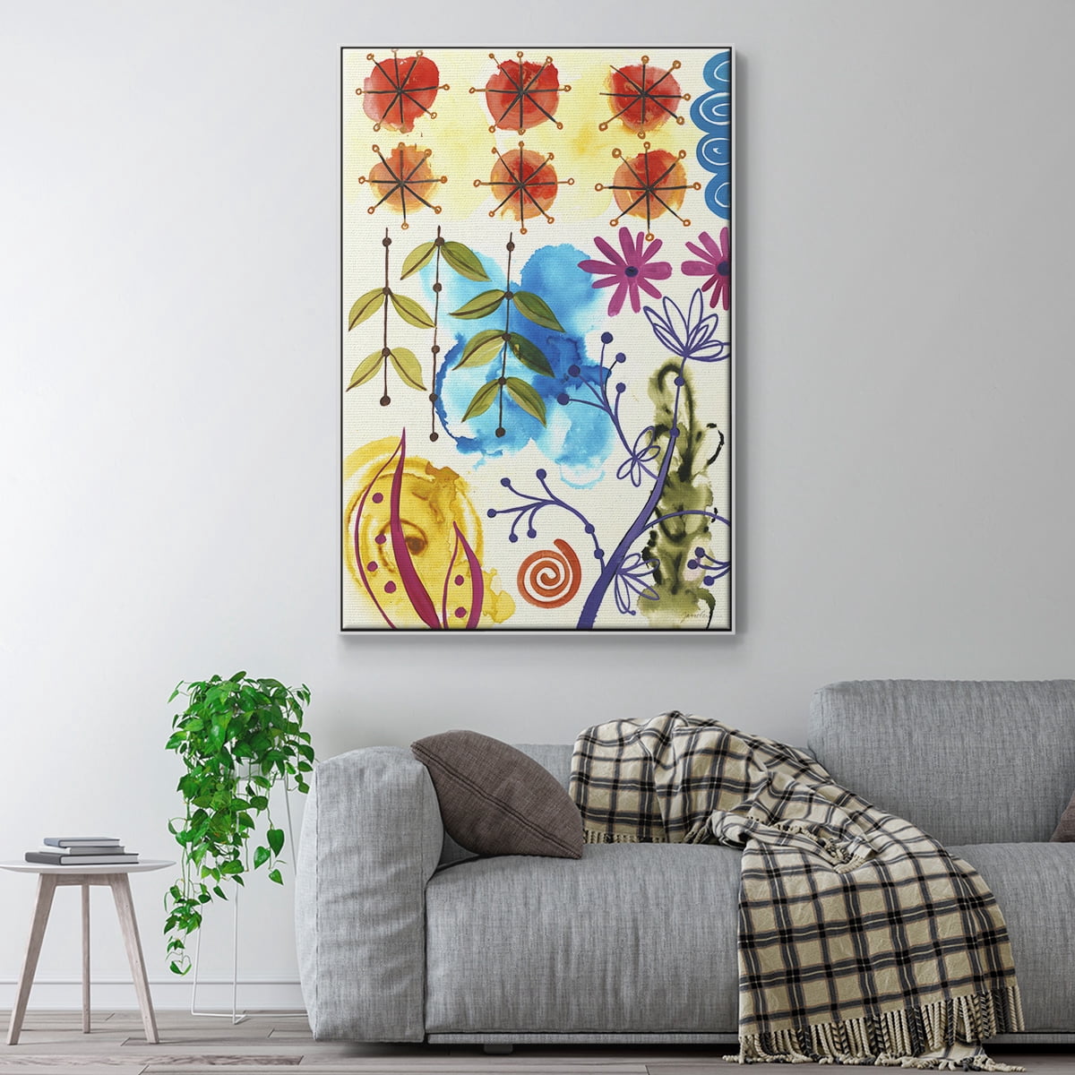 Flower Power II Framed Premium Gallery Wrapped Canvas - Ready to Hang - 17 x 25 - White Floating Frame