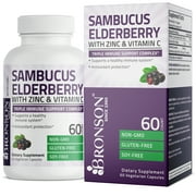 Bronson Sambucus Elderberry with Zinc & Vitamin C Triple Immune Support Complex Immune & Antioxidant Protection, NON-GMO, 60 Vegetarian Capsules