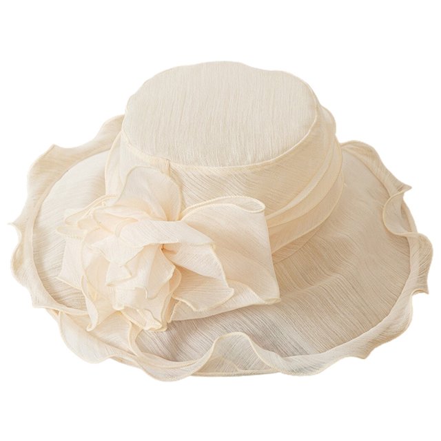 Sombrero de sol para mujer Floral: Gorro de playa de ala ancha de gasa transpirable Gorra de viaje para dama