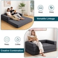 thumbnail image 2 of Hommpa 58" Convertible Sofa Bed Foldable Couch Bed Folding Mattress Couch, Sleeper Sofa with Pillow with High Density Foam Filling, for Living Room for Holiday Festival Gift, Gray, Queen, 2 of 12