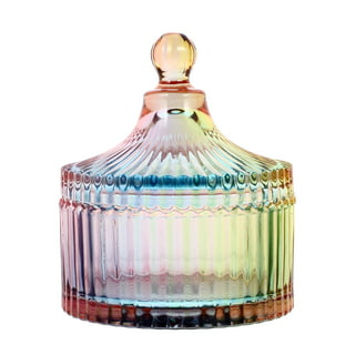 Crystalia Decorative Glass Candy Jar with Lid, Crystal Cut Small