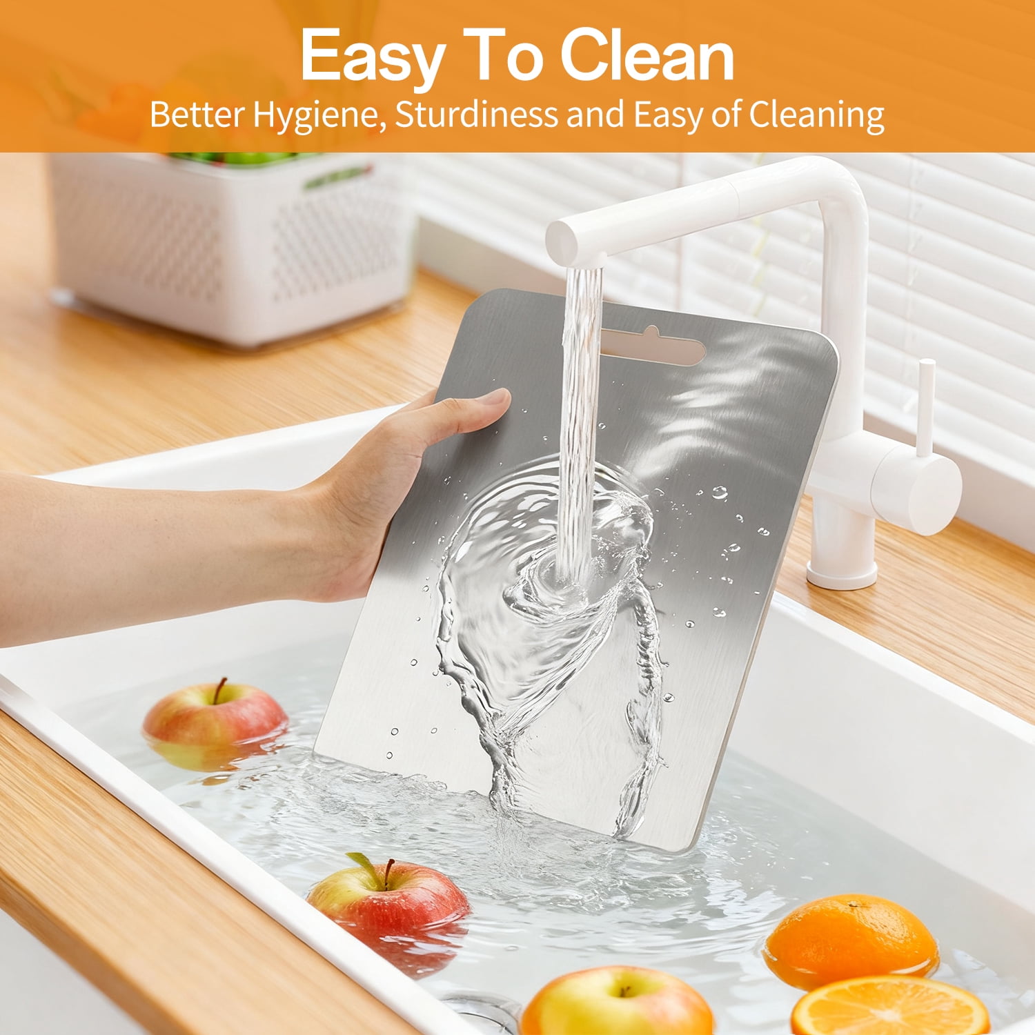 TINANA 3 PCS Stainless Steel Cutting Board for Kitchen (S+M+L), Durable, Hygienic and Dishwasher Safe