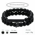 thumbnail image 2 of GKNET 2PCS Tiger Eye Natural Stone Cooper Bead Bracelet Men Bangle Set Jewellery New-6# 2PCS Black Crown Rectangle, 2 of 6