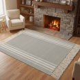 thumbnail image 3 of Grey Striped Washable Area Rug 3'x5',Luxurious White Stripes Modern Abstract Art Woven Cotton Tassels Kitchen Rugs,Non Slip Indoor Door Mat Throw Carpet for Entryway Living Room Nursery Laundry Room, 3 of 9