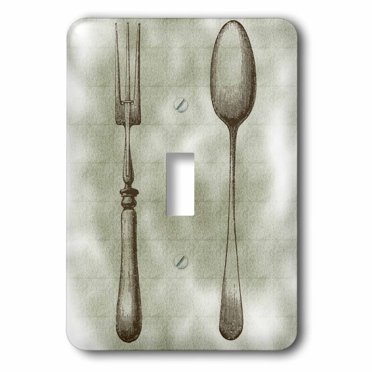 3dRose Vintage Fork and Spoon - Kitchen Décor and Art - Single Toggle Switch (lsp_110225_1)