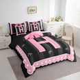 thumbnail image 3 of Manfei Personalized Gifts Bedding Sets Twin Size,Latter H Comforter Sets with Sheets,Pink Kawaii Bow Bed in a Bag Twin Size,Lightweight Room Decoration Reversible,7-Piece, 3 of 7