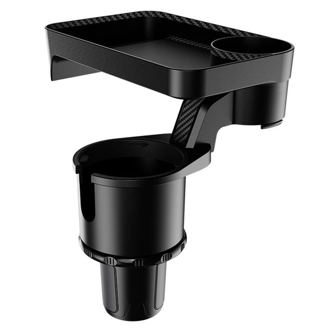 Car Cup Holder Expander with Attachable Tray 360° Rotating Car Phone Drink Bottle Stand Rack 2-In-1 Adjustable Vehicle Water Cup Holder Insert Fit 32-40oz Cups for Bottle Food