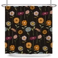 thumbnail image 4 of SUNOLIFE Daisy Floral Shower Curtain Black Flowers Waterproof Fabric Bathroom Curtain 72x72 in, 4 of 4