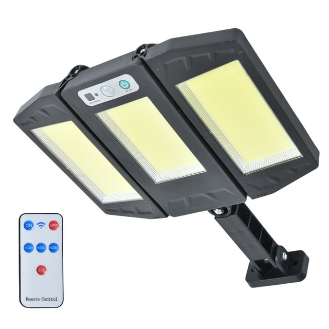 Lámpara solar COB con sensor de movimiento y control remoto para exteriores, IP65, impermeable, para pared de jardín